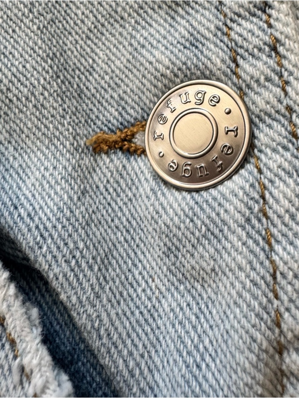 Refuge Denim Distressed Overall Shorts Light Wash Y2K Festival Bib L - Picture 7 of 14